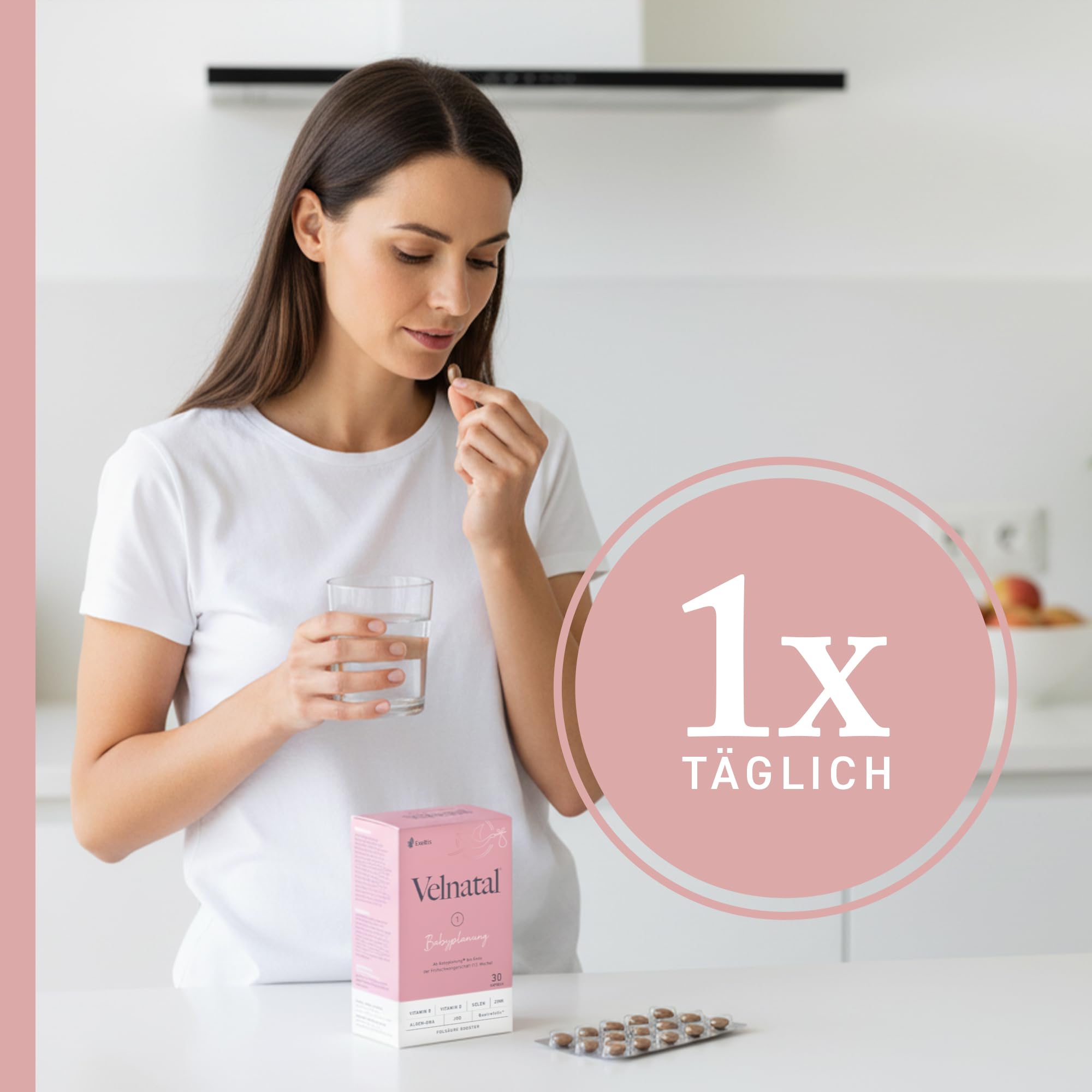 Babyplanung – mit Folat, DHA aus Algen und wichtigen Vitaminen & Mineralstoffen, Nahrungsergänzung für Frauen mit Kinderwunsch, 1x täglich 1 Weichkapsel, gluten- & laktosefrei, 90 St