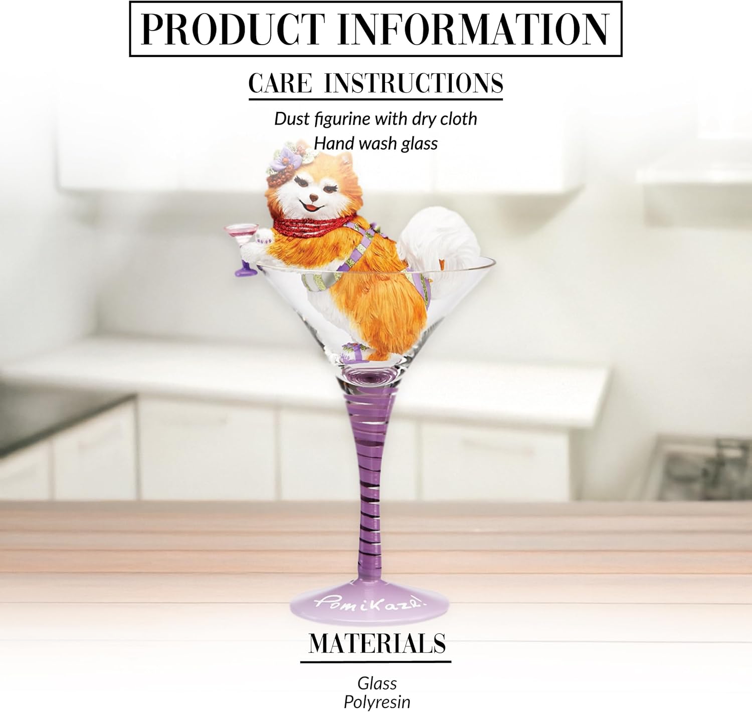 Pavilion Gift Company - Hiccup by H2Z 9-Inch Pomikaze Pomeranian Cocktail Glass