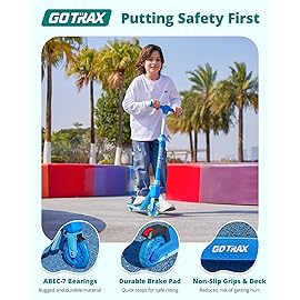 Gotrax K03 Kick Scooter for Kids, 5 LED Lighted Wheels and Adjustable Handlebars, Lightweight Design and Anti-Slip Deck, Max Load 110 Lbs, Kids Scooter for Boys & Girls Ages 3+, Black