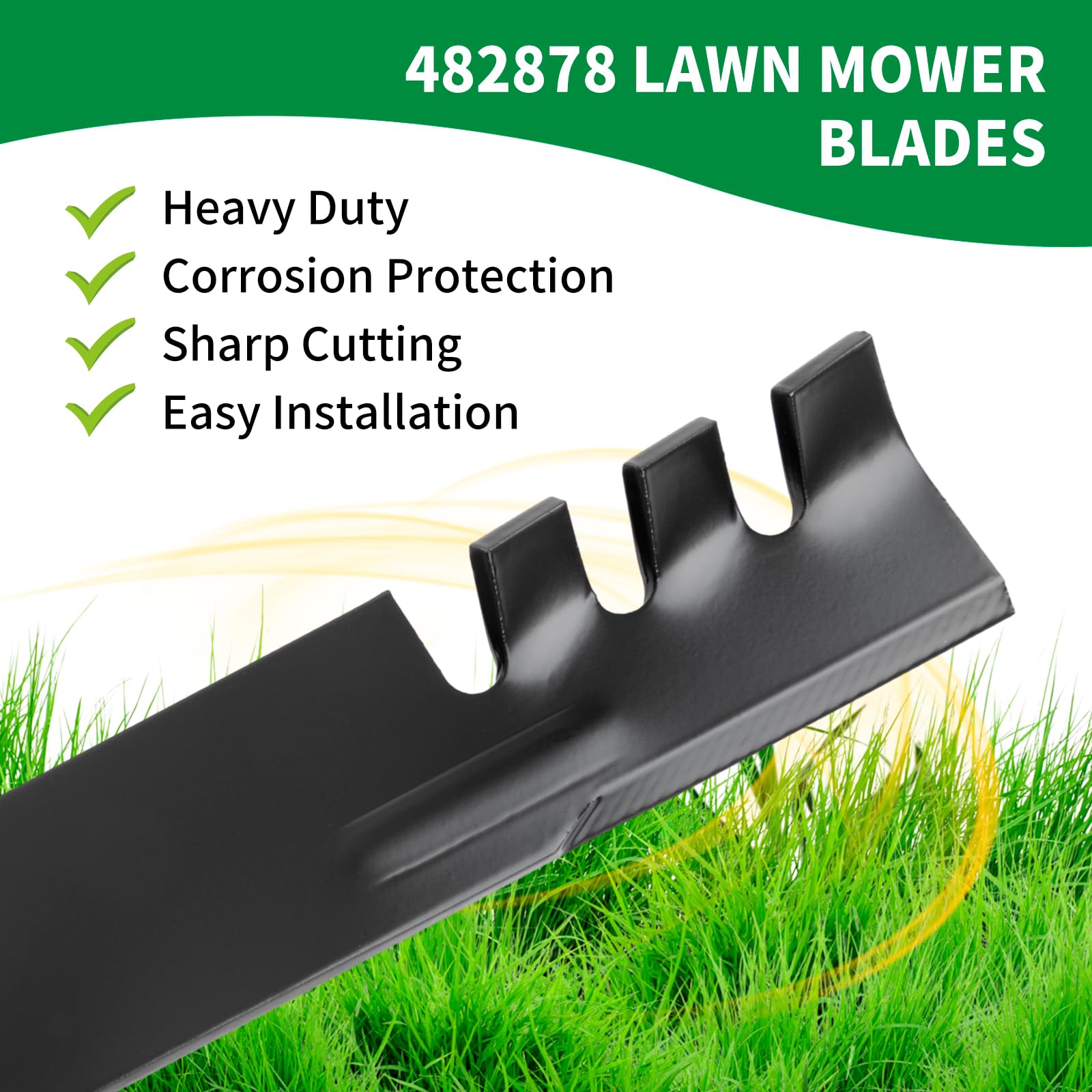 Cuchillas de cortacésped 482878 para cortacésped de cubierta de 36 y 52 pulgadas, cuchillas de mantillo 481711 compatibles con A riens Zoom 2252, Gravely Promaster 152Z, reemplaza Scag 481707