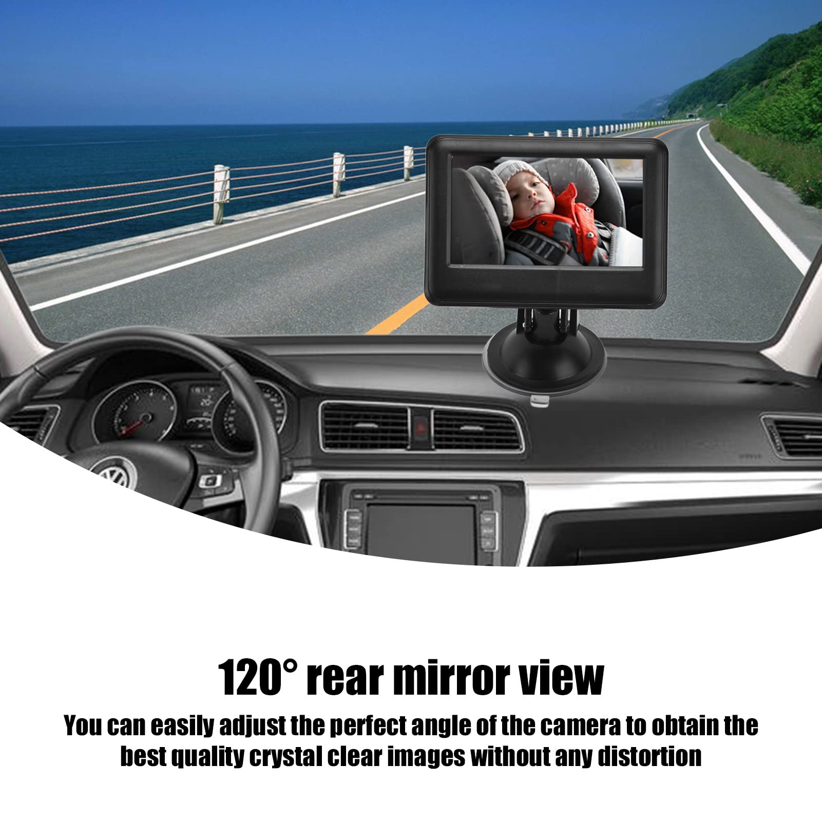 Specchio per Auto da 4,3 Pollici con Regolazione Dell'immagine Vivida per un Facile Monitoraggio dei Movimenti del Bambino