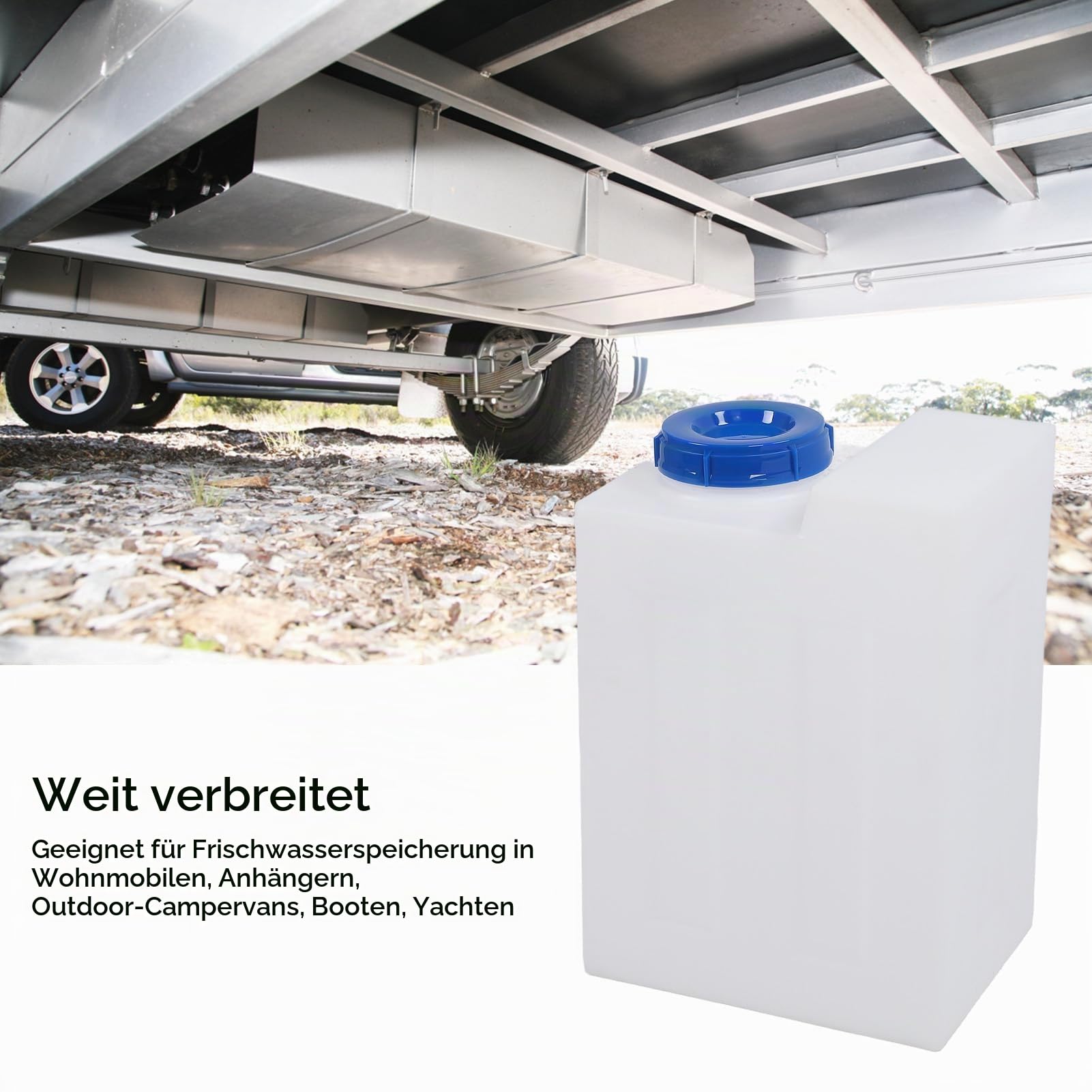 Camping Wasserkanister, 50L Kunststoff Wasserbehälter Trinkwasser Behälter Wasserkanister RV Wassertank, Hitzebeständiger PE Wassertank für Wohnmobile, Anhänger, Boote, Yachten, 15 X 11 X 19,5 Zoll