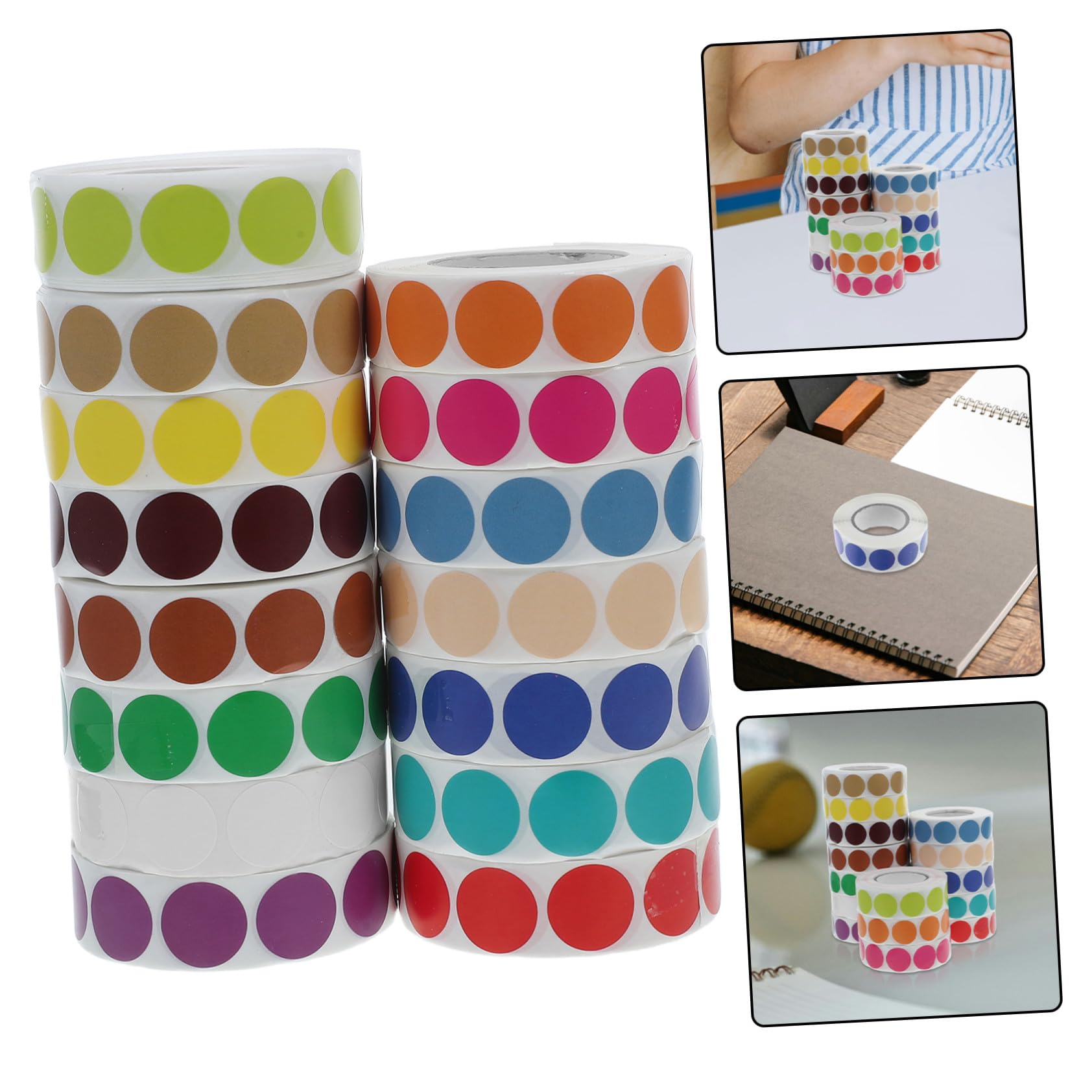 15 pezzi Etichette Adesive Colorate Tonde Adesive Autoadesive per Organizzazione Codifica Colori per Scuola Ufficio e Fai da Te