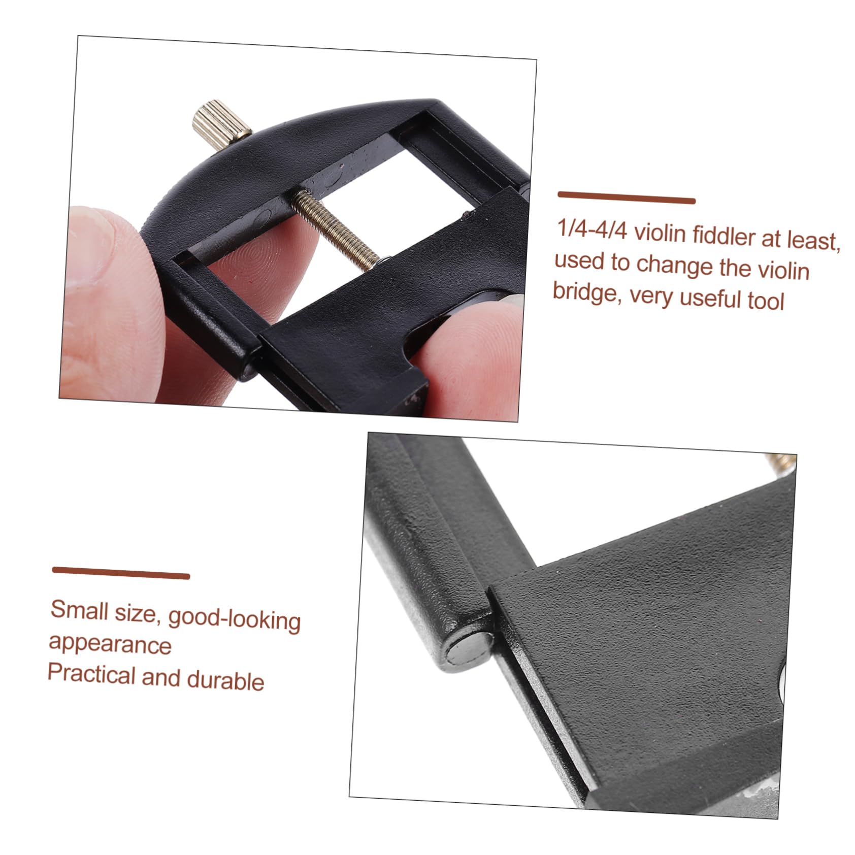 Strumento Cambio Corda Violino 1/4-4/4 Altezza Regolabile | Nero, Plastica e Placcatura Ferro, Segno Preciso Sul Ponte, Accessorio per Violino