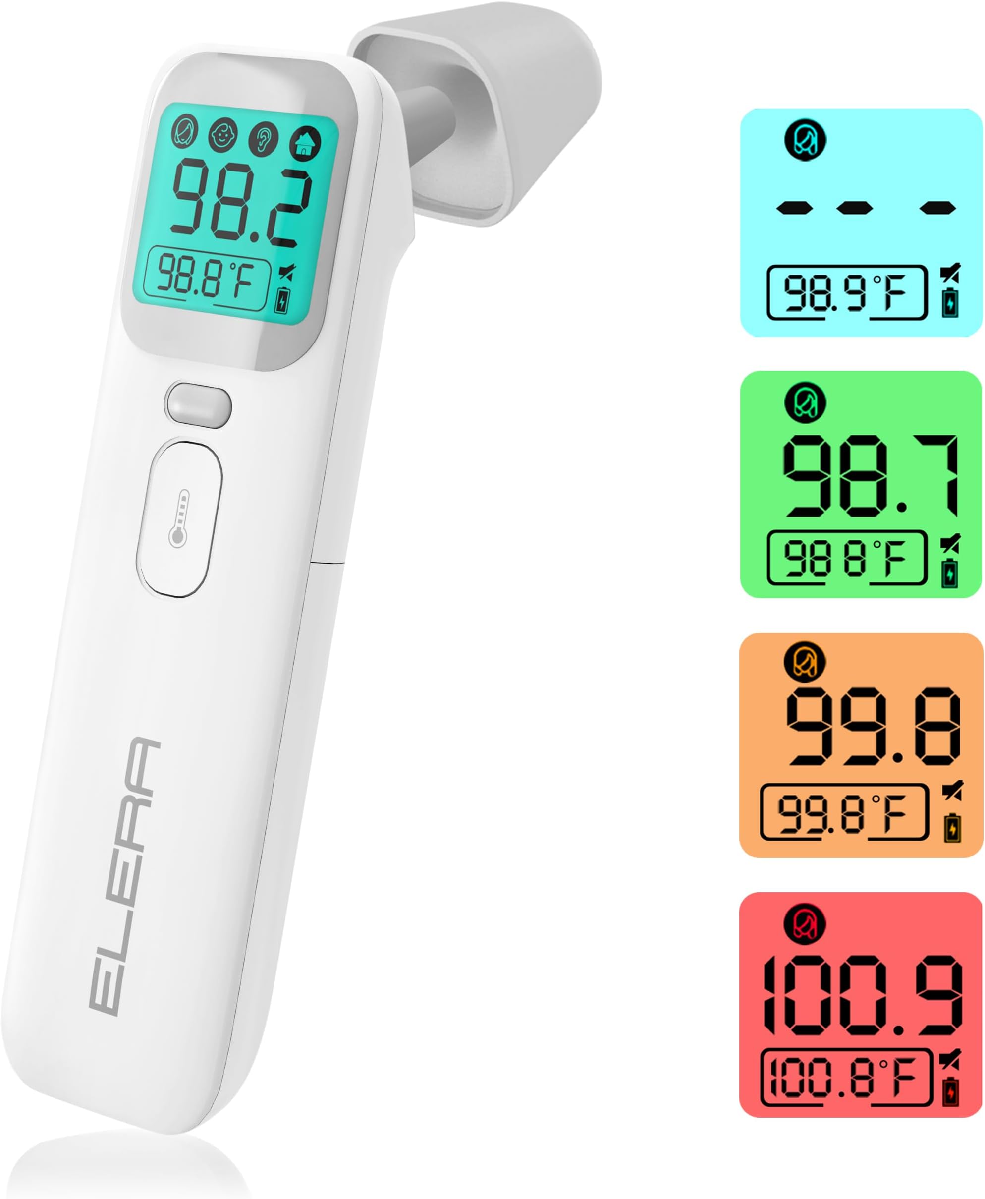 ELERA Baby Thermometer - Ear Thermometer for Kids, Infants, and Adults, Digital Precision with Quick 1-Second Measurement, 4-in-1 Non-Contact Design with Memory Function
