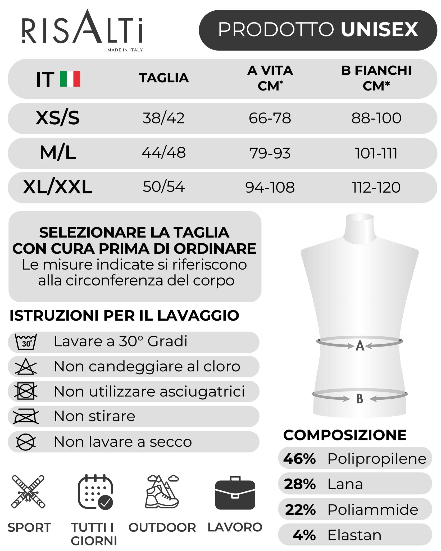 Risalti Tuta Termica Uomo Donna Lana Merino - Completo Maglia Termica e Calzamaglia Unisex in Merino con Scaldacollo Omaggio, Intimo Seamless, Traspirante e Termoregolante Estremo – Made in Italy