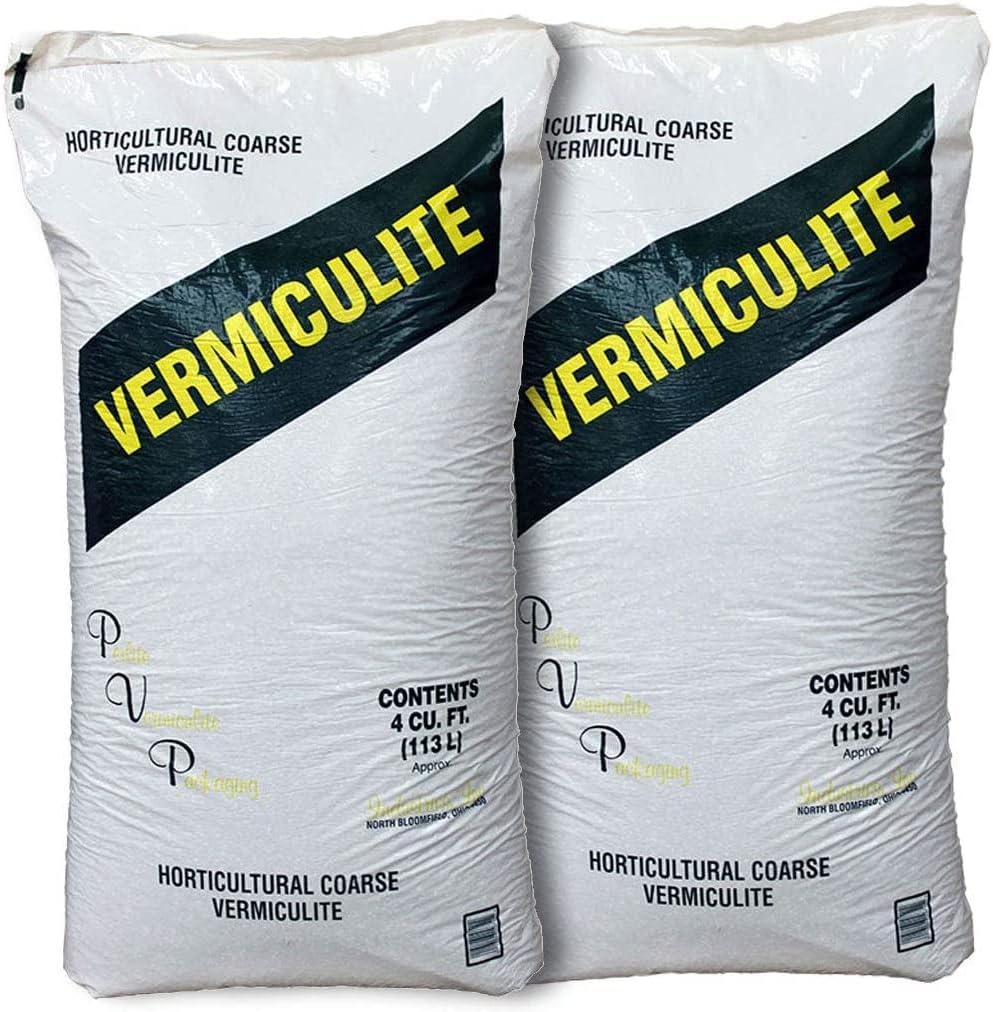 Greenhouse Megastore Coarse Vermiculite - 2 Pack of 4 Cubic Foot Bags - Horticulture Sterilized Vermiculite for Garden Bulk - Professional Grade Garden Soil Amendments