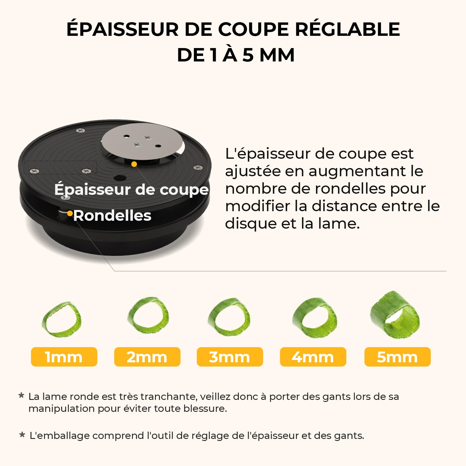 Hachoir à Légumes Électrique, 200 W Coupe-Légumes Professionnel, Robot Culinaire Coupe-Ciboule avec 3 Entrées d'Alimentation, Épaisseur Réglable 1–5 mm, 6000 tr/min