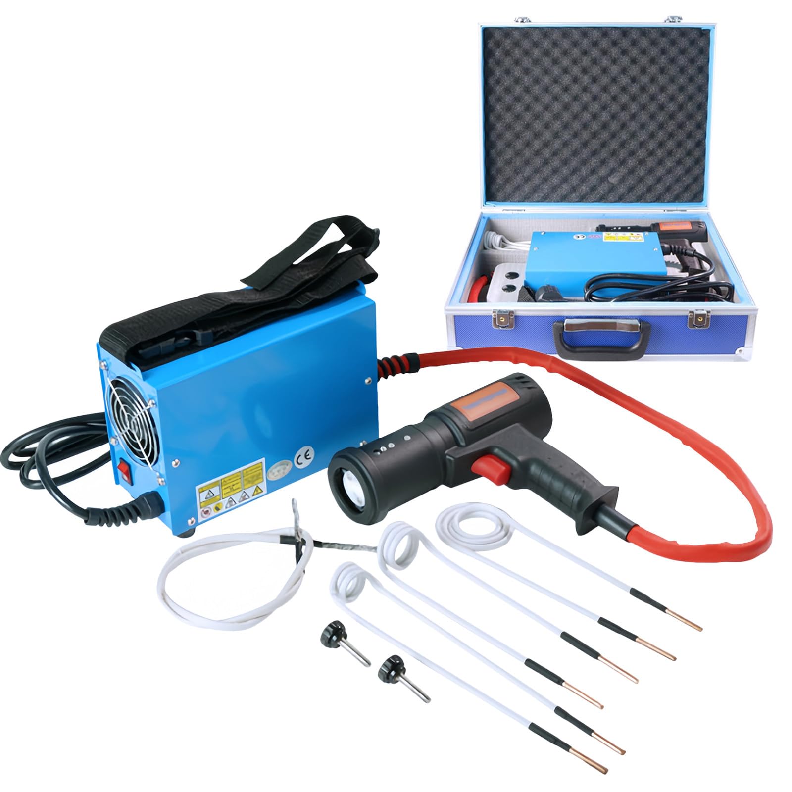 XYFGODEM 1500W Induction Heater, Magnetic Flameless, Heat Tool with 4 Coils and Tool Box, to Remove Rusty Screws, Blue