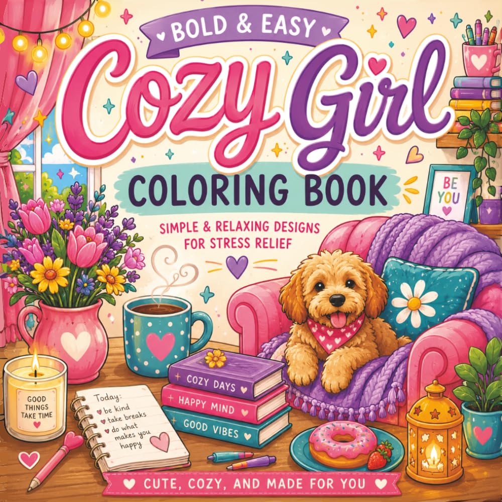 Bold and Easy Cozy Girl Coloring Book