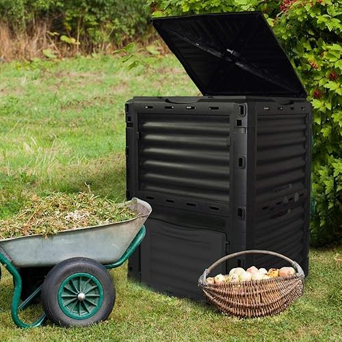 Miniatura 10 de Contenedor de abono de jardín de material libre de BPA, 80 galones (300 l), fácil montaje, gran capacidad, creación rápida de suelo fértil