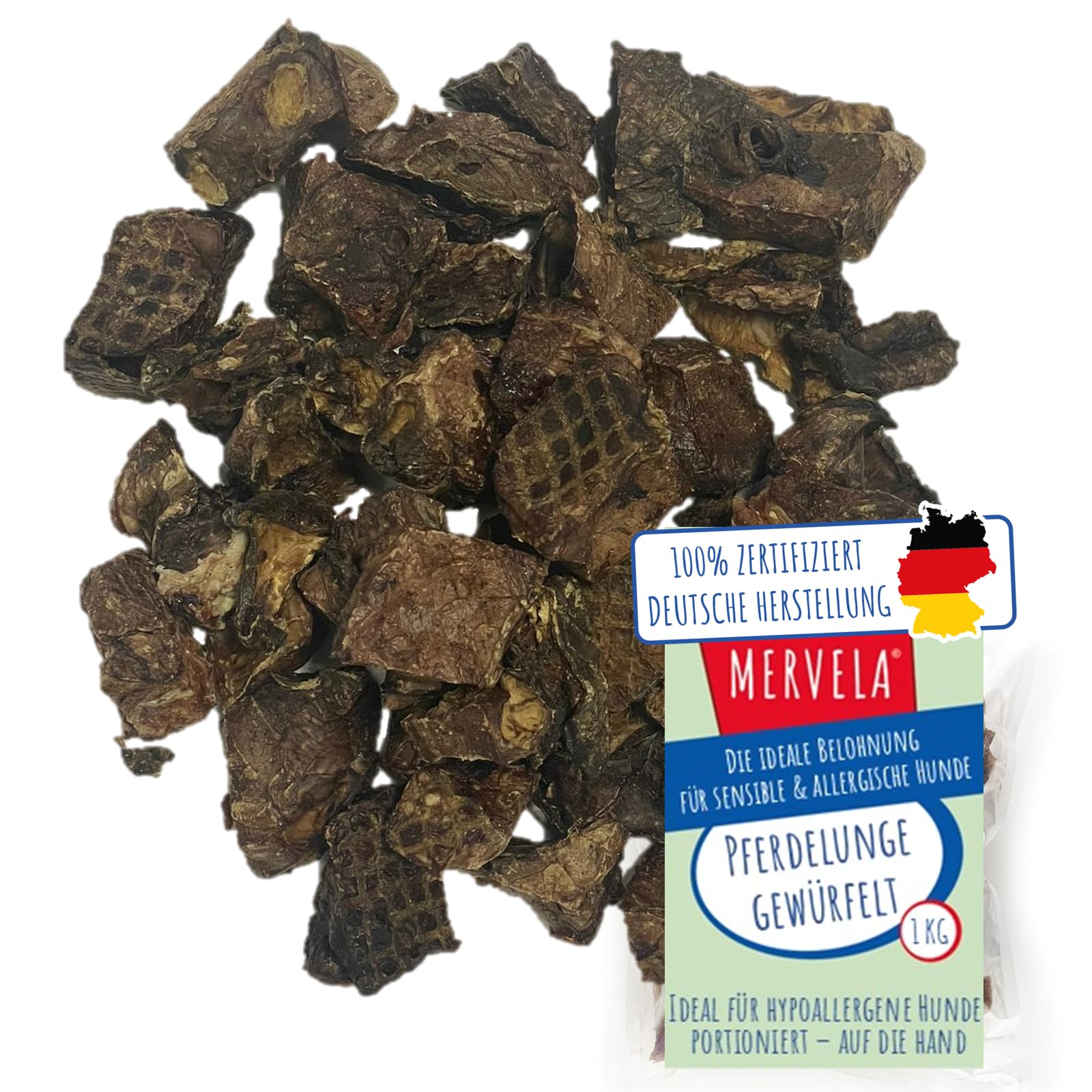 Pferdelunge für Hunde - Luftgetrocknete Trainingssnacks - 1 kg
