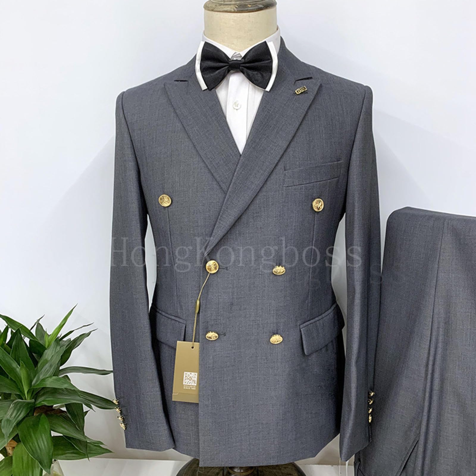 2 szt. Zestaw garniturów Marynarka Kurtka Spodnie/Moda męska Casual Business Dwurzędowe formalne ubranie ślubne pana młodego