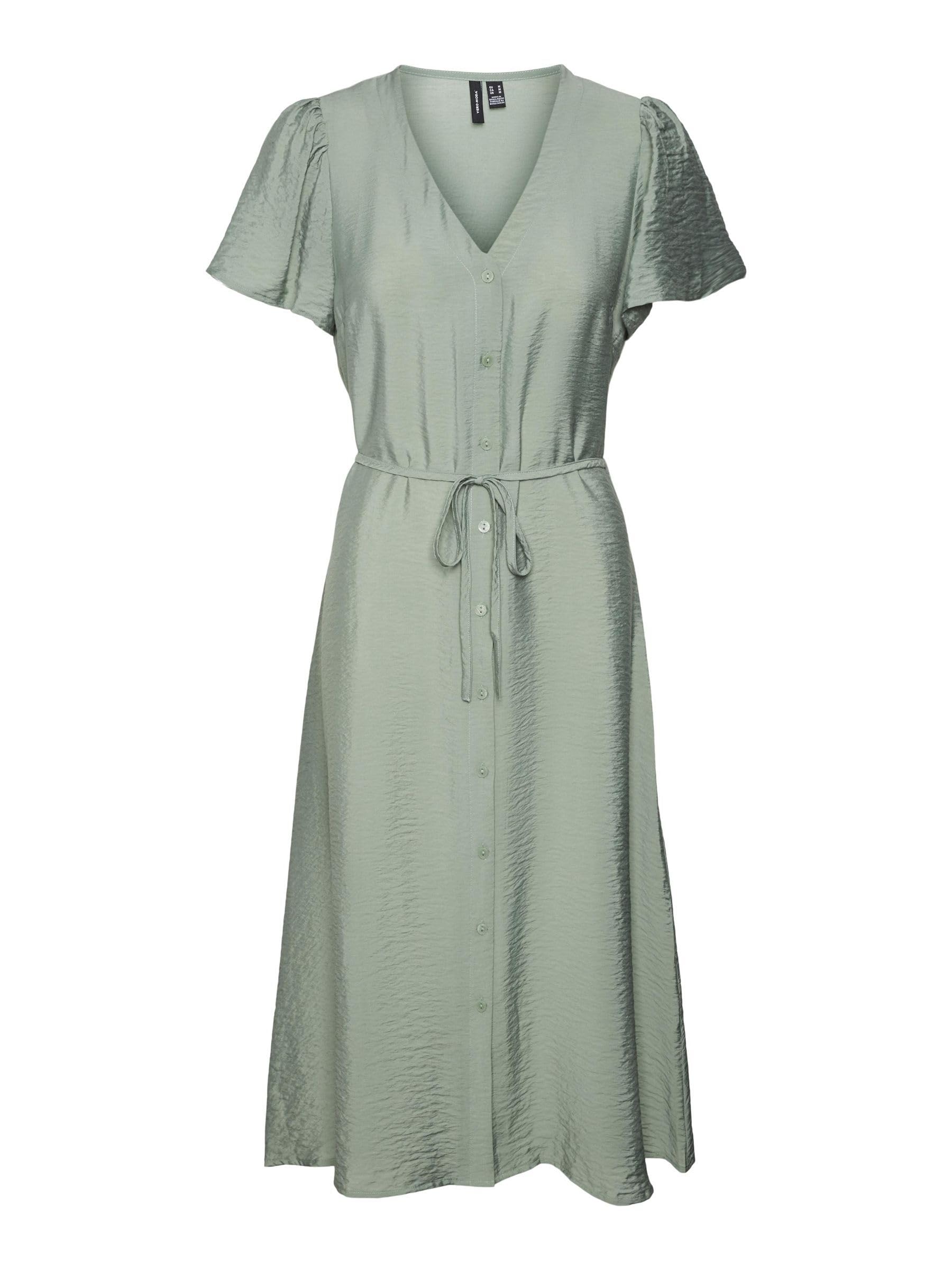 Vero Moda Women's Hedge Green Vmjosie Ss Calf Shirt Dress Wvn Ga, M