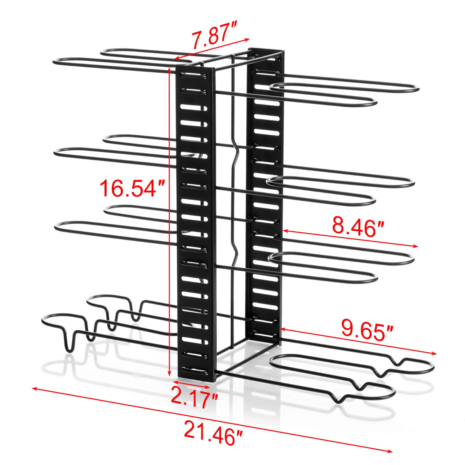 DIY Verstellbares Pfannen- und Topfdeckelregal, Metall Rostfrei Topfabdeckung und Kochgeschirrhalter, Küche Lagerregal mit 8 Fächern, Küchengeschirr Organizer für Schrank und Theke, Schwarz