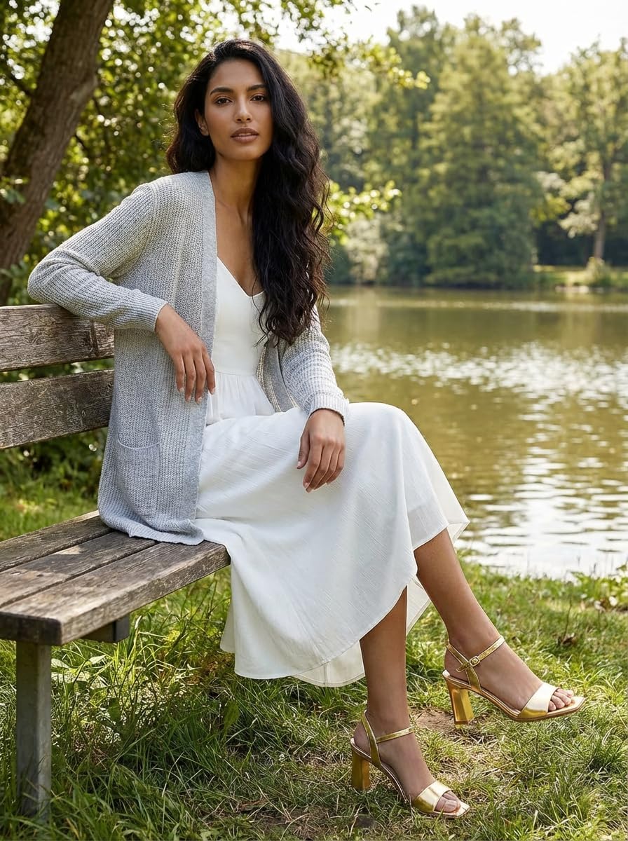 Women’s Strappy Heeled Sandals Block Heel Open Toe Sandals Ankle Strap Dress Heels for Casual Wedding Party - Image 3