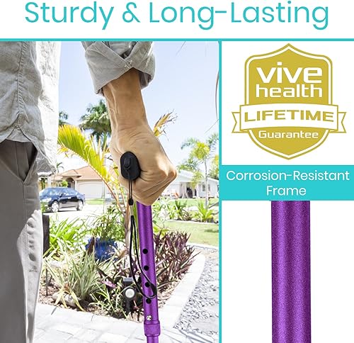Miniatura 3 de Bastón plegable Vive, bastón de peso ligero robusto para hombres y mujeres, diseño plegable para la portabilidad y la conveniencia, acabado liso y