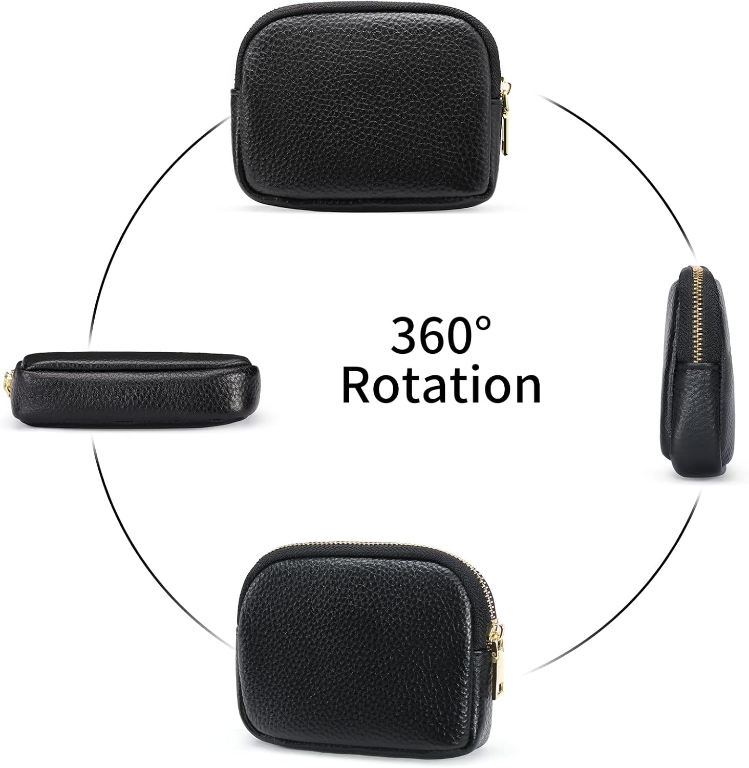 SENDEFN Mini Coin Purse Soft Leather Small Coin Pouch Purses Women Zipper Pocket with Key Ring - Image 5