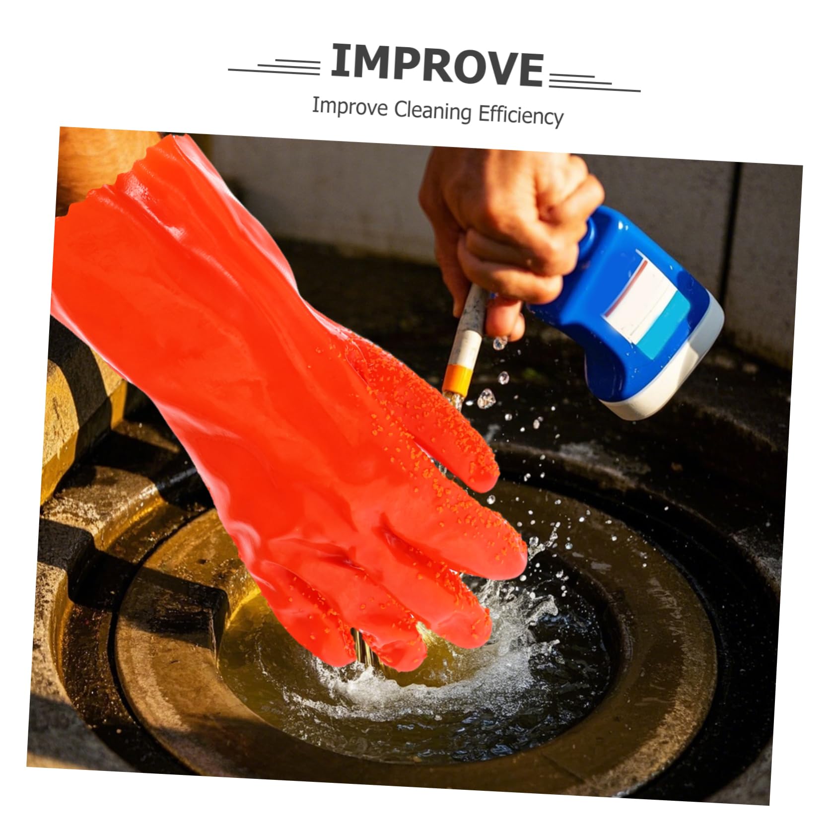 POPETPOP Guantes Largos Impermeables de Goma para Limpieza de Tuberías, Resistentes Abrasión Mayor Seguridad para Uso Industrial y Sistemas de Drenaje Domésticos