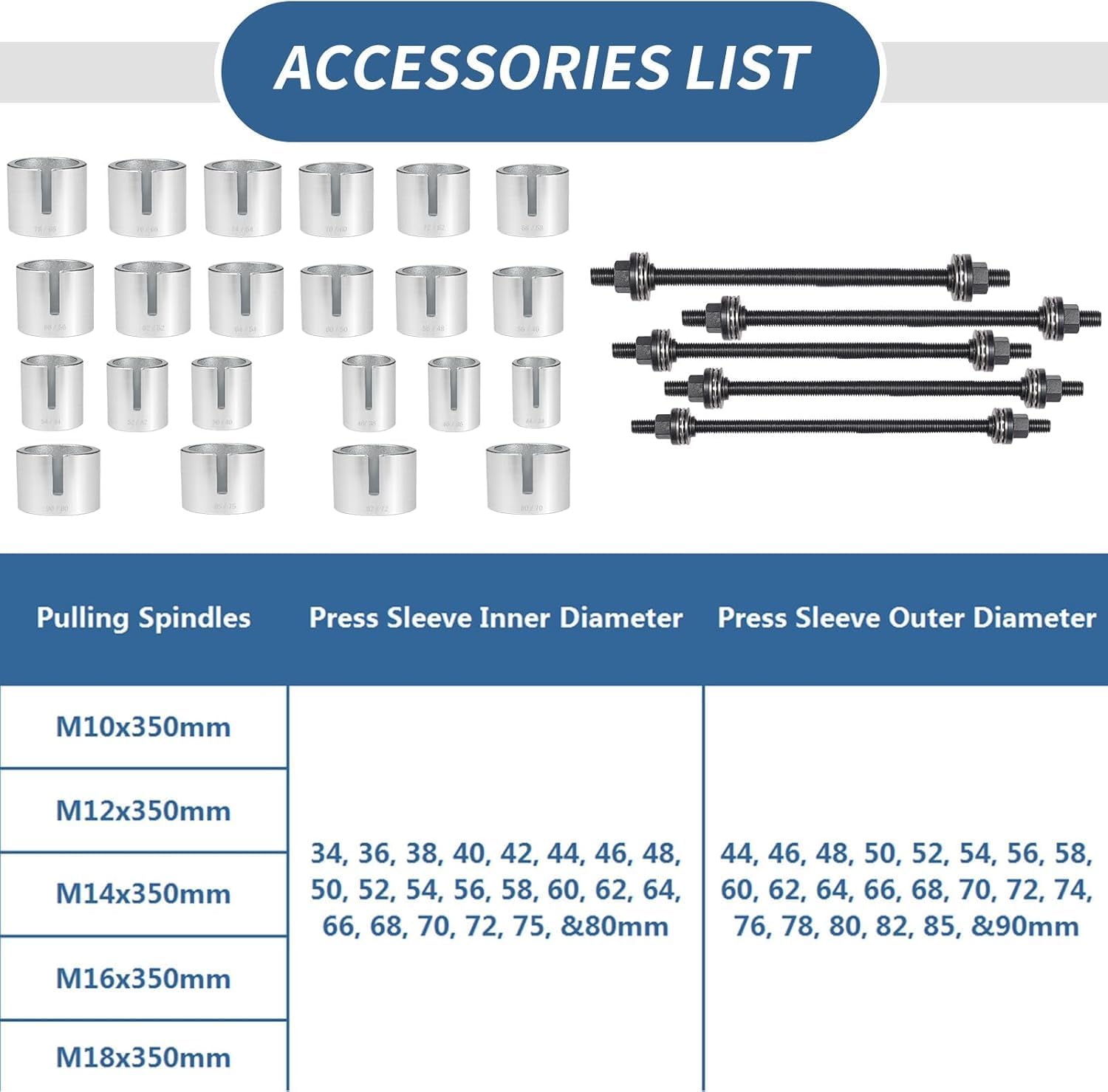 27pcs Universal Press and Pull Sleeve Kit Bushing Bearing and Seals Installation and Removal Tool Kit Bushing Press Tool