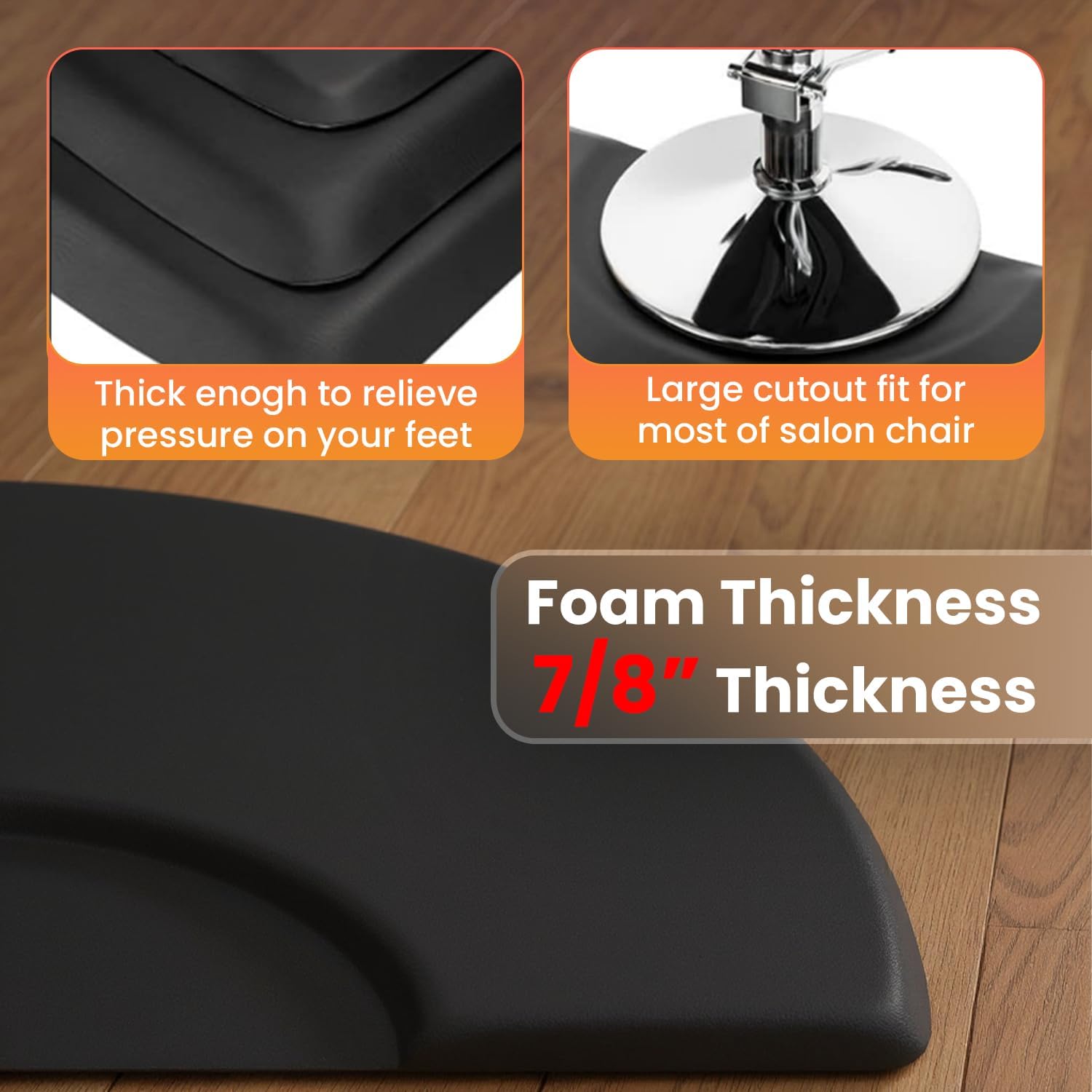 5' x 3' 7/8" Thick Barber Salon Anti Fatigue Floor Mat