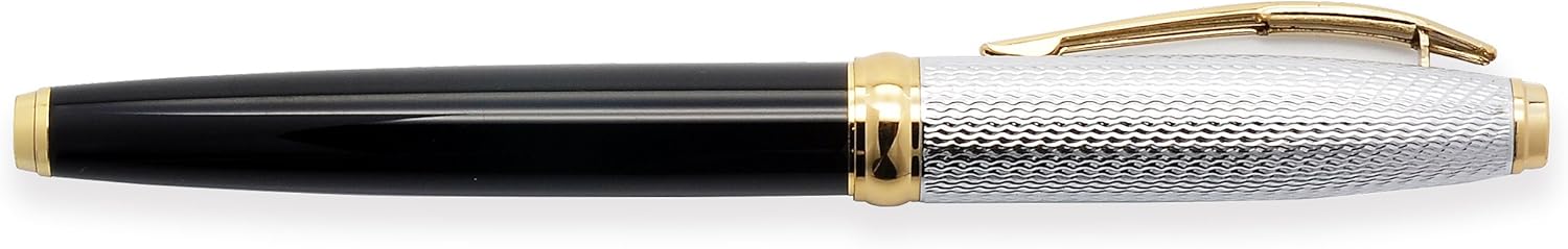 LACHIEVA LUX Elegant Metal Rollerball Pen with Germany Schneider TOP 850 Refill, Nice Pen Gift for Man (Black/Gold Color)