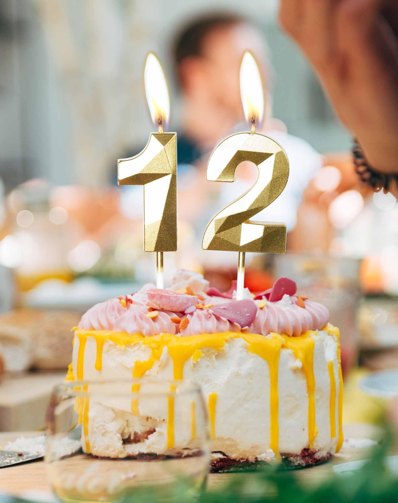 Candele dorate per 40° compleanno, 3D oro numero 40 candela per torta, decorazioni per 40° compleanno per donne e uomini, candele decorazioni dorate Torta Topper per feste Suppie