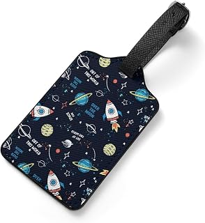 [hTkbberB] ネームタグ 荷物タグ ロケット 発射 宇宙 漫画 PU 名札 プレート 荷札 紛失対策 バッグ用ネームタグ 旅行 アウトドア 番号札 トラベル用 おしゃれ ラベル