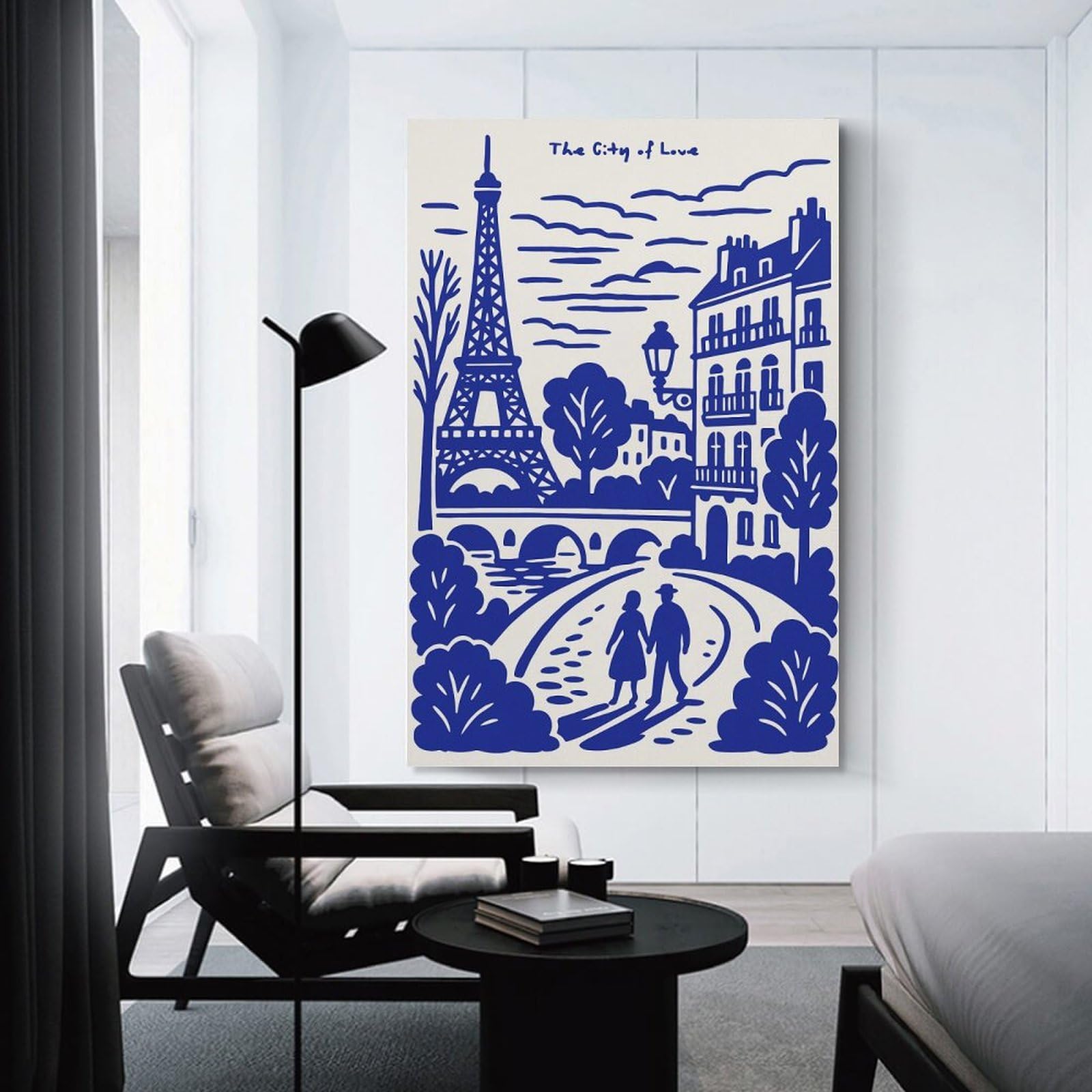 Junmoney Decorative Canvas Print Paris The City of Love, 24x36inch(60x90cm), for Office, Study Or Home Workspace, Decorative Artwork for Productive Spaces