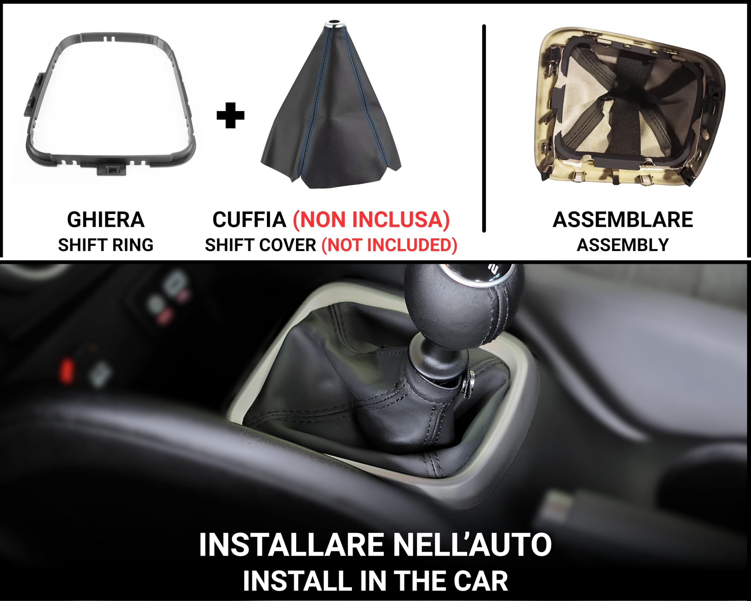 Anillo Marco Funda Varilla Cambio Compatible con Fiat Tipo 356 (2015-2024+) | Repuesto en Plástico ABS Resistente | Anillo Palanca Cambio Coche | Marco Cambio Fiat Tipo | Anillo Interiores Fiat