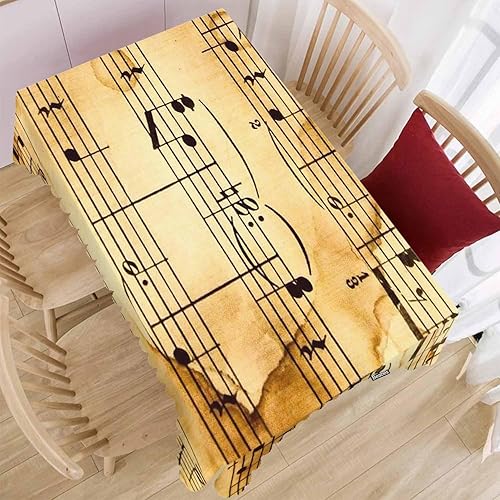 Miniatura 2 de Mantel de notas musicales de 52 x 70 pulgadas, diseño de piano musical retro, mantel oblongo, mantel decorativo antirencogimiento para cocina,
