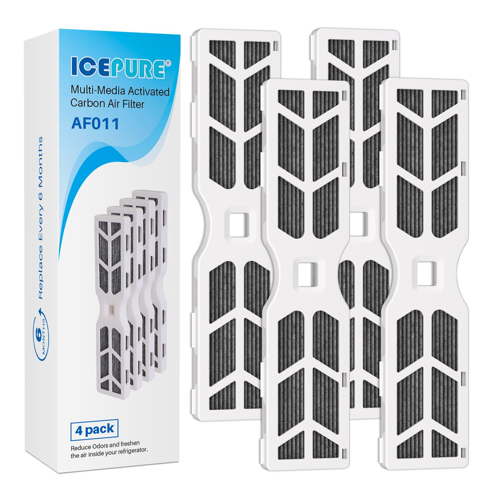 ICEPURE AF-2 Refrigerator Air Filter, 4 Pack