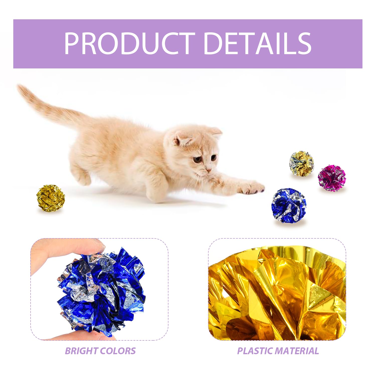 MAXQUU 16 Piece Cat Toys - Noisy Paper Balls, Wrinkle Balls, Interactive Indoor Play (6cm) - Image 3