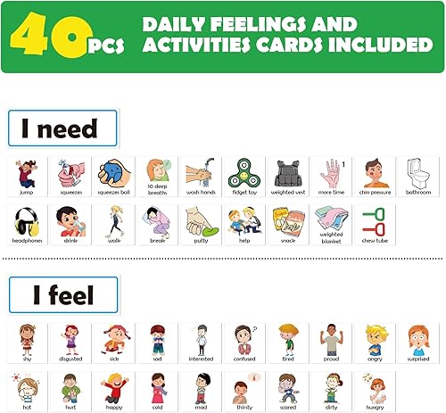 Miniatura 4 de KIKIGOAL Tabla de sentimientos para suministros de maestros preescolares, tabla de bolsillo de aprendizaje socioemocional, gestión del