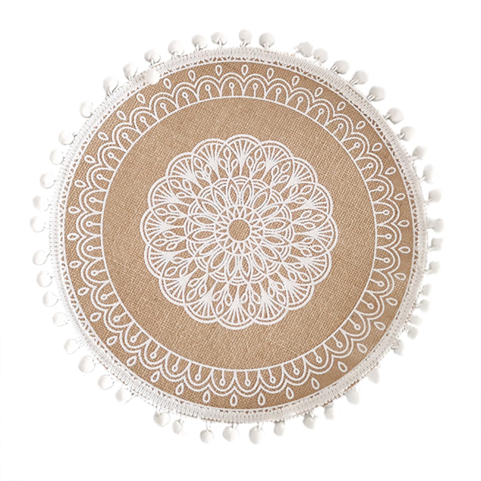 38cm Nordic Style Placemats With Tassel|Creative Boho Desktop Decor Place Mats|Round Table Mats For Kitchen Dining Table,Restaurant,Coffee Shop,H,10PCS (M 1PCS)