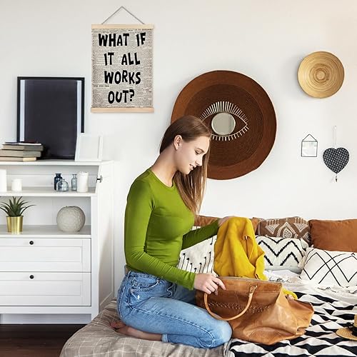 Miniatura 5 de Arte de pared retro de moda con texto en inglés What If It All Workout, decoración de pared de afirmaciones positivas, citas positivas, lienzo