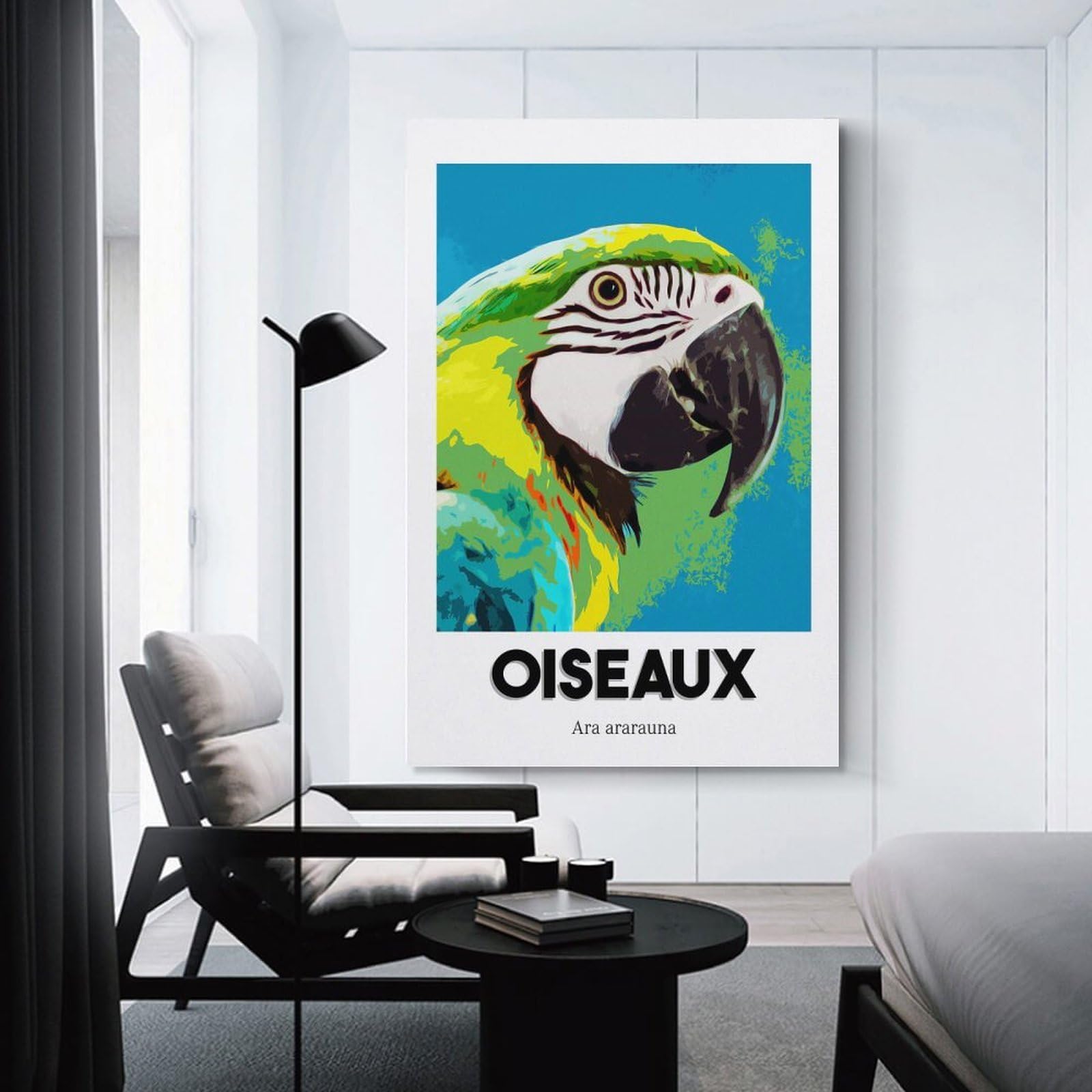 Junmoney Ara Ararauna Canvas Wall Picture 12x18inch(30x45cm), for Study, Office Or Focused Interiors, Home Office Artwork with Decorative Appeal