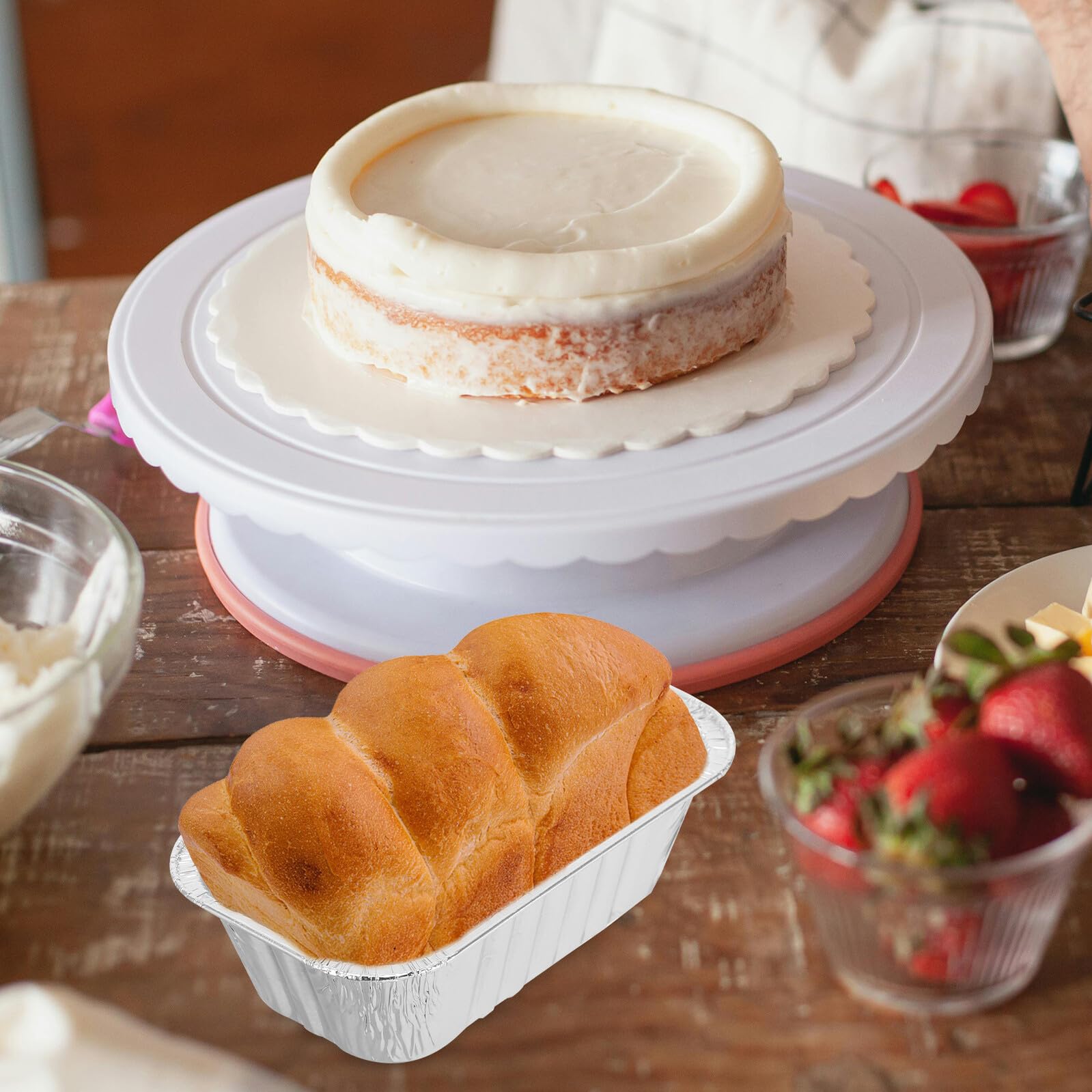 Teglie per Plumcake e Tortiere Rettangolari in Alluminio Resistente alle Alte Temperature Coperchio, Confezione da 50 Pezzi per Cottura e Conservazione di Dolci, per Feste