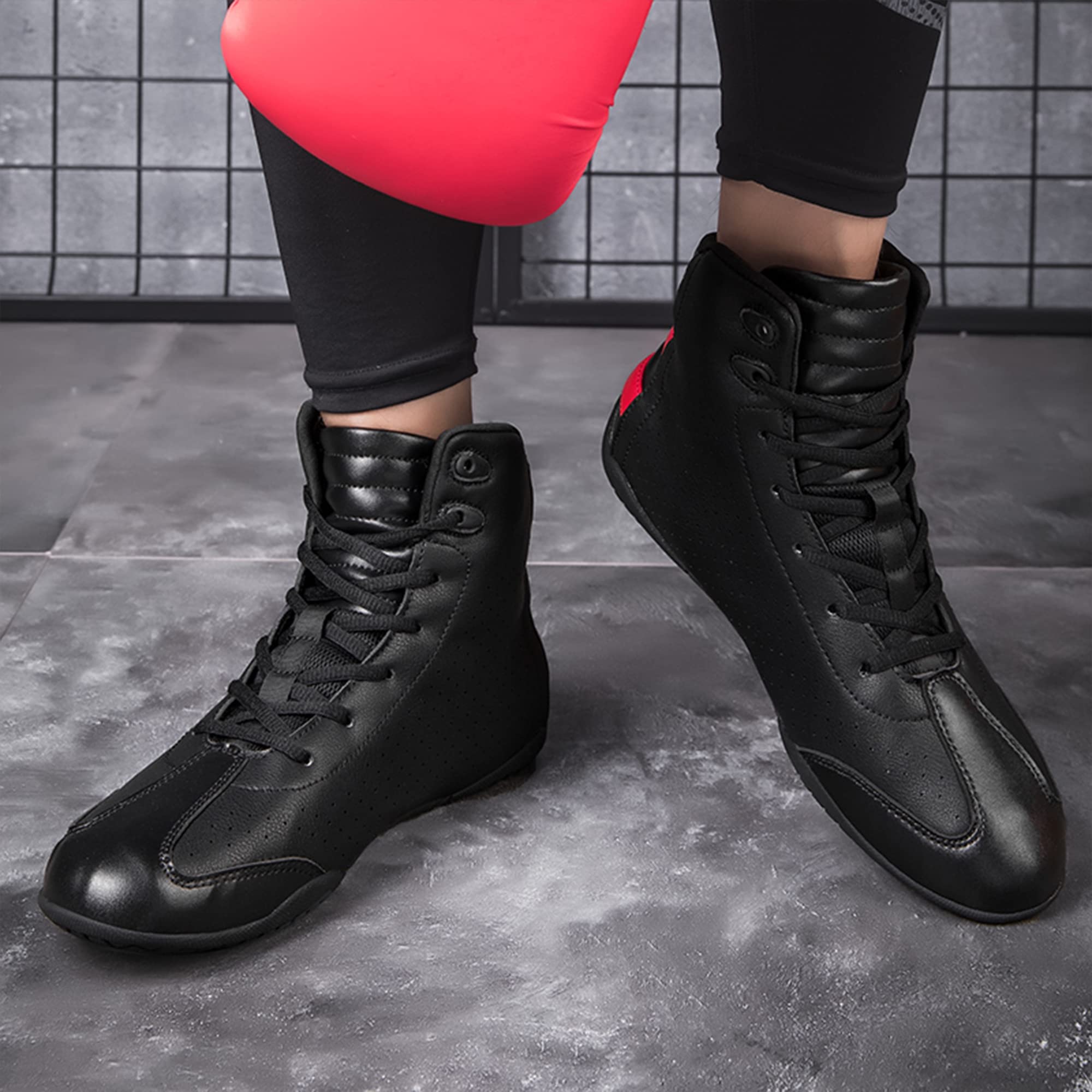 Męskie Damskie Buty Bokserskie Indoor Fitness Fight Squat Buty miękkie dno oddychające Non-Slip,Black,37