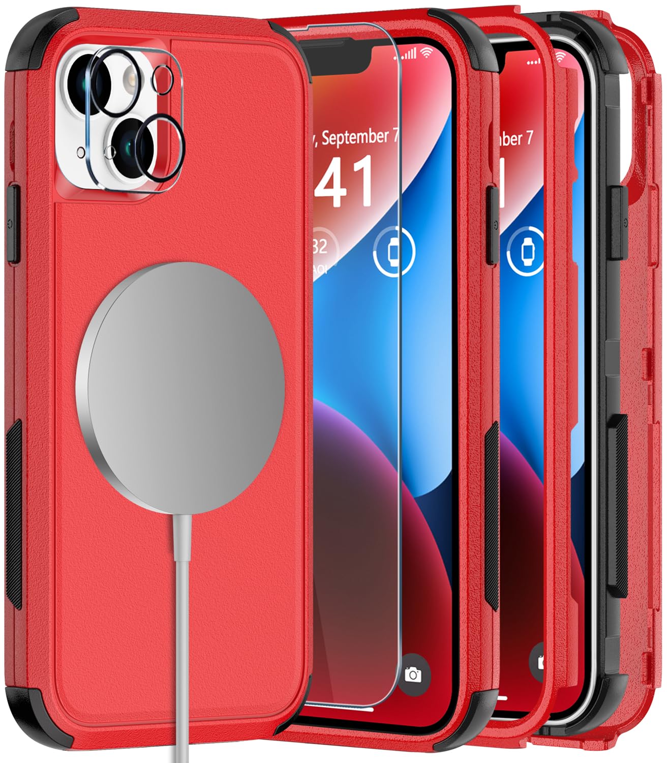 Diverbox Compatible iPhone 14 Phone Case,for iPhone 14 Magnetic Case [with Screen Protector & Camera Lens Protector ] Heavy Duty Phone Case for iPhone