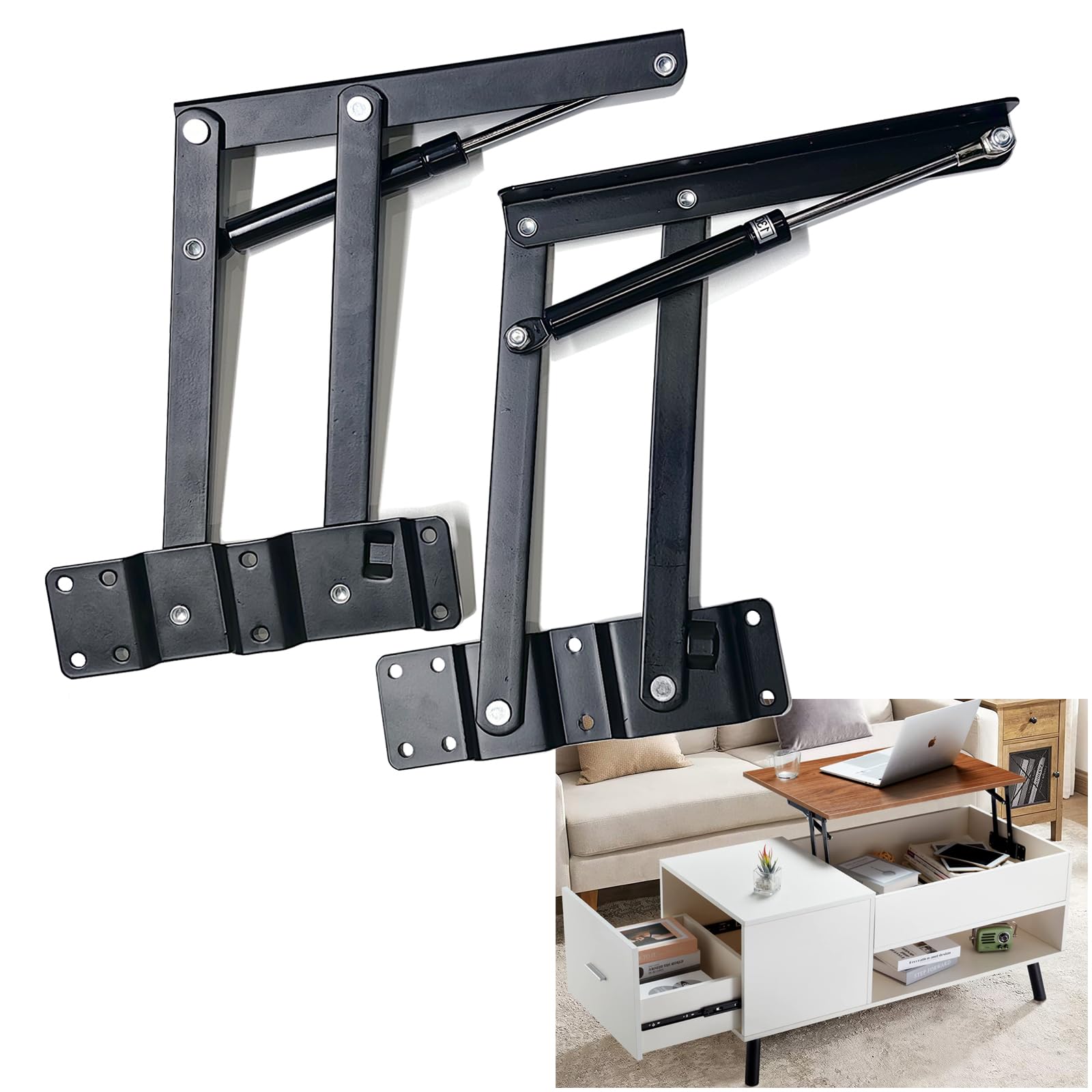 2 Pcs Ottoman Lift Top Mechanism, Coffee Table Hardware, Lift Top Ottoman, Black