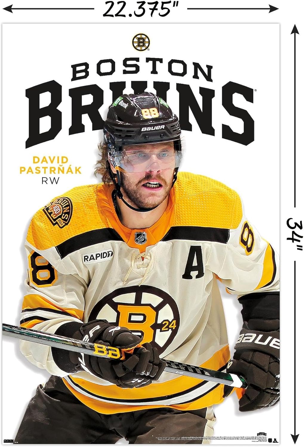 NHL Boston Bruins - David Pastrnák Feature Series 24 Wall Poster, 34L" x 22.4W", Unframed Version - Image 3