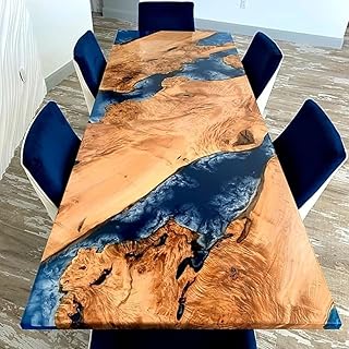 TUZECH Customizable Rectangular Acacia Wood Resin Epoxy Dining Table, 36 x 20 Inches, Without Stand, Seats 8, Space Saving, Eco-Friendly, Scratch Resistant
