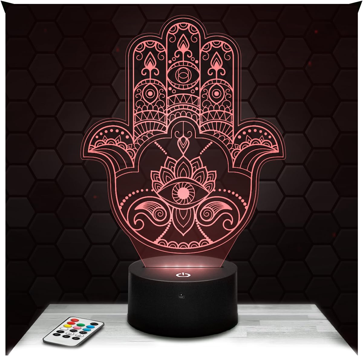 Lampephoto.fr - Hand of Fatima/Hamsa Religion 3D Lamp Decoration Islam Quranic, Gift Idea for Men, Women Hand of Fatima/Hamsa Religion Night Light, Original Christmas, Gift Idea for Men and Women TOP โ image 1