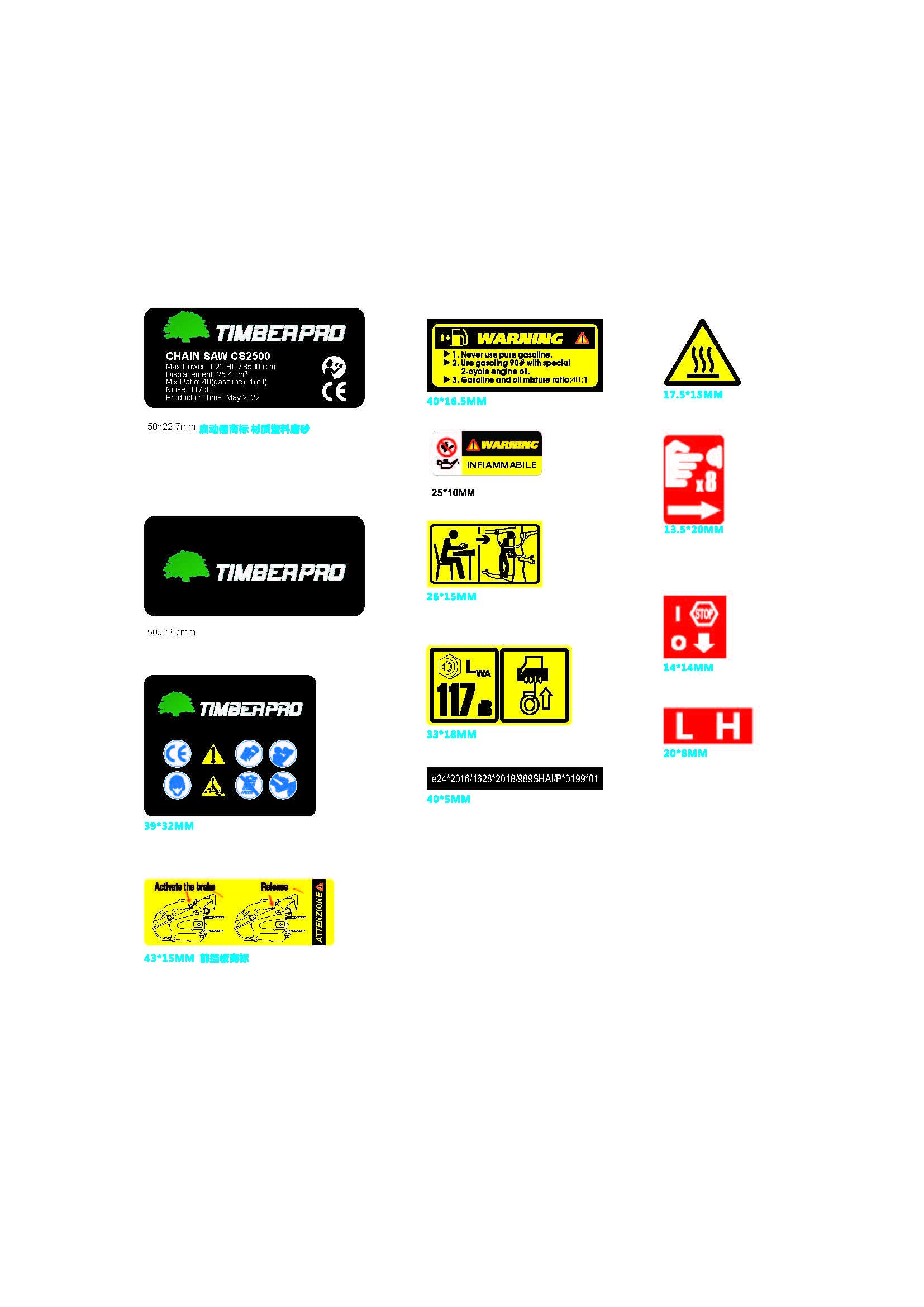 Timberpro CS2500 - Motosierra de gasolina 25.4 cm³, potencia 1.22 HP, guía 25 cm, 230ml