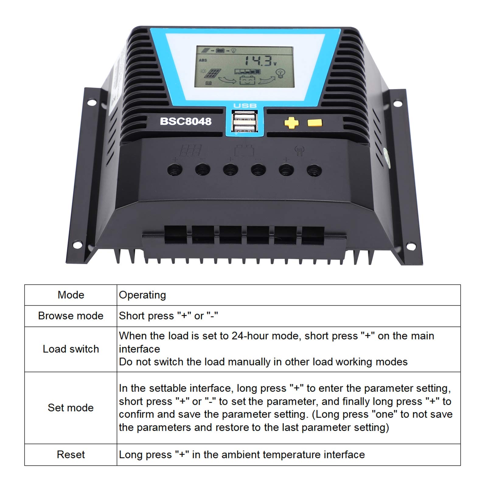 Regolatore di Carica Solare Intelligente 80A per Ricarica Batterie 12V/24V/36V/48V Adatto a Varie Batterie con Plastica Tecnica Durevole
