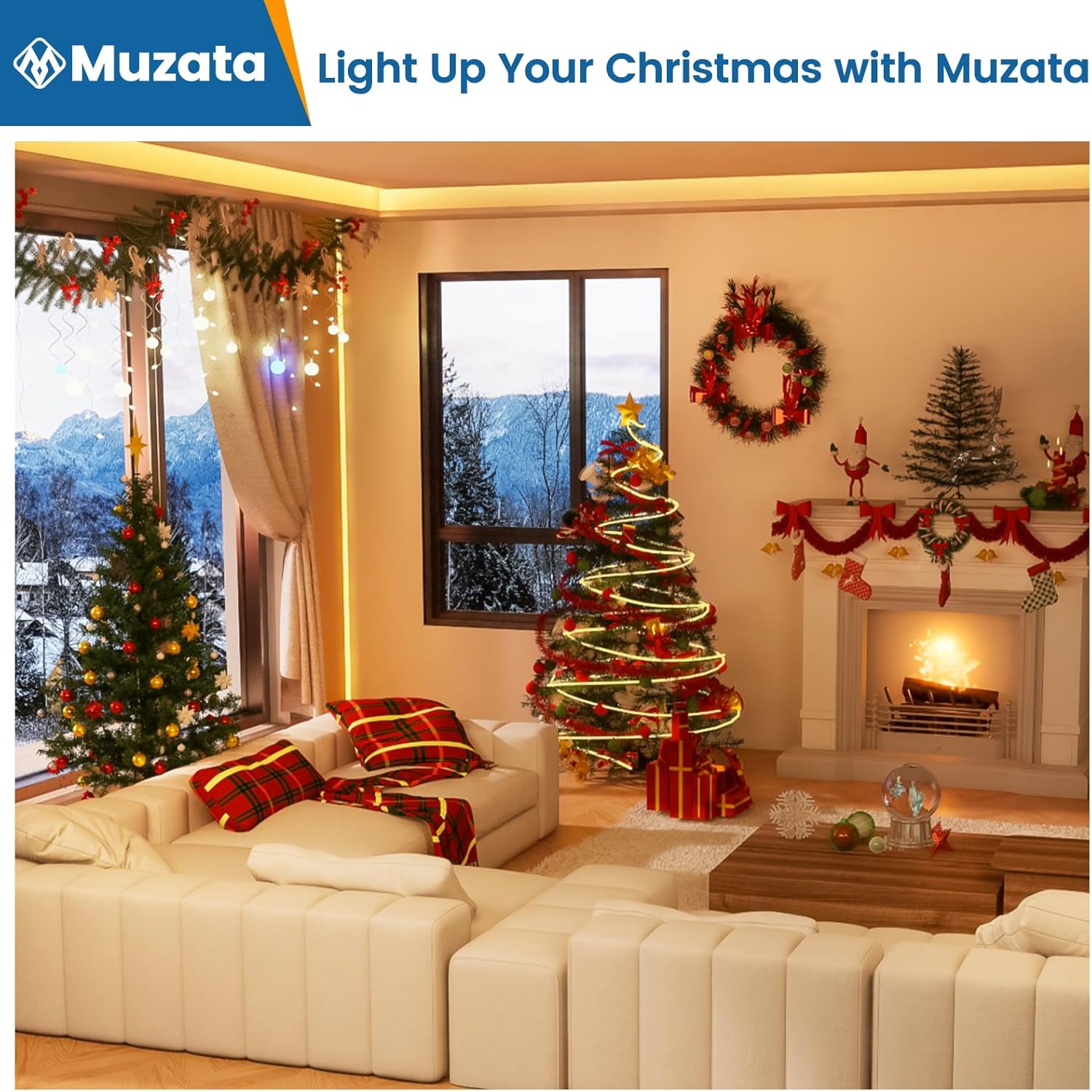 Muzata 16.4FT/5M 320LED/m High Density COB LED Strip Lights DC24V 3000K Spotless Warm White and 6Pack 3.3FT/1M LED Channel Aluminum U Shape Silver LED Strip Diffuser Channel U1SW WW 1M