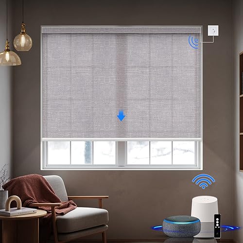 Miniatura 8 de Weffort Persiana enrollable motorizada con filtro de luz funciona con HomeKit, Alexa, Google, persianas inteligentes 70% opacas para ventanas con