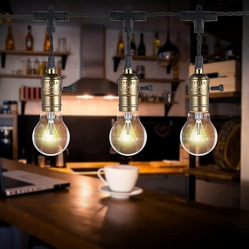 Miniatura 6 de Simple Deluxe Cable de luz colgante de 15 pies, enchufe E26 adecuado con interruptor, kit de luz colgante de tela negra trenzada, para decoración