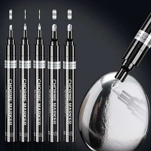 Miniatura 8 de 5 bolígrafos de pintura cromada, marcador permanente dorado, marcador cromado espejo para kit de reparación de metal, kit de reparación de